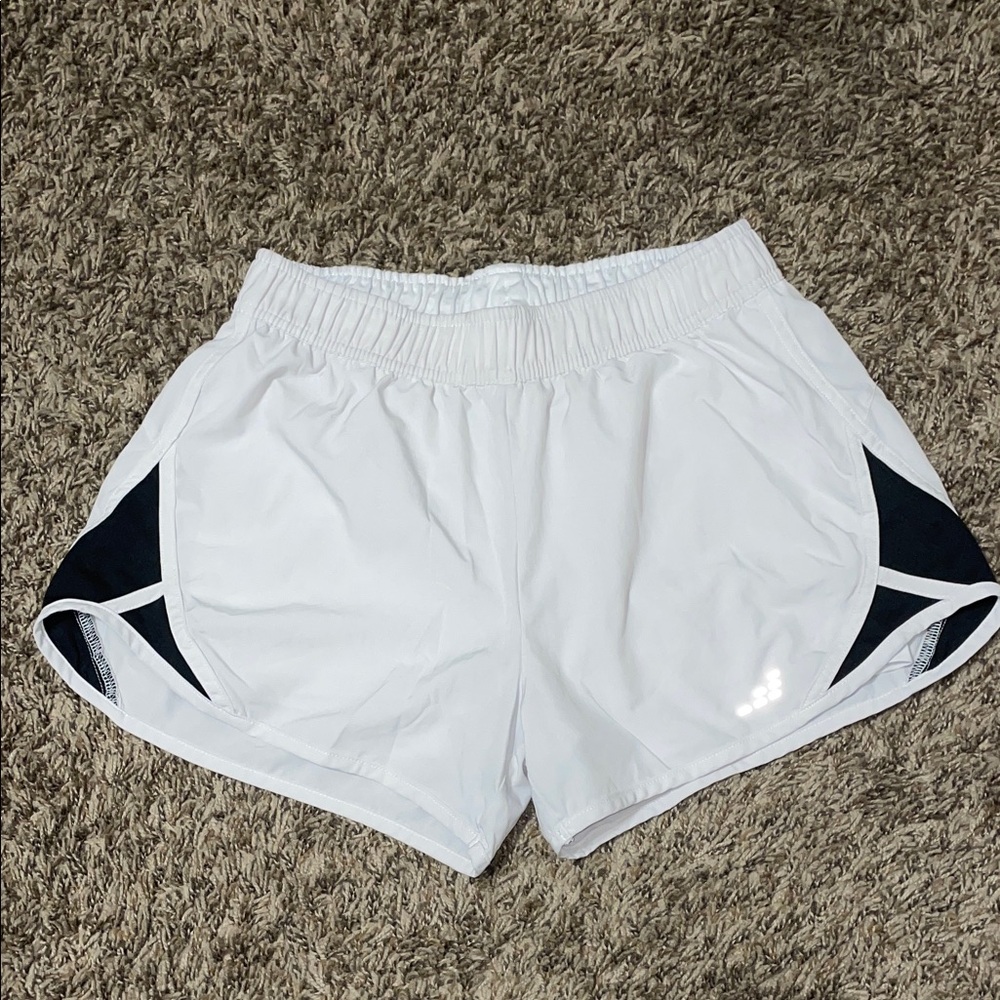 bcg White Athletic Shorts with Black Side Panels